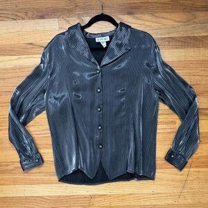 Vintage Gloria Lance metallic silk button up